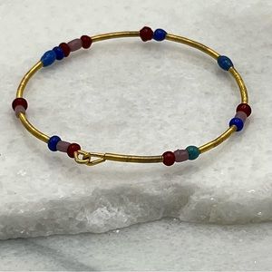 ✔Thin Gold Bracelet with Small Colorful Beads